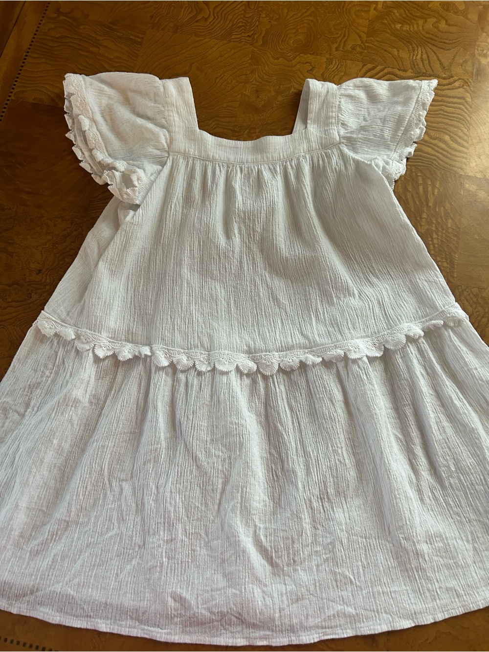 Crewcuts White Crinkled Cotton Dress size~Medium